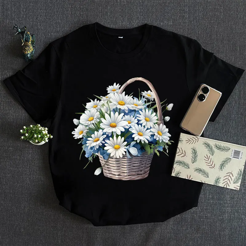 Beautiful Little Daisy Iron On Patches Sun Flower Heat Transfer Stickers Clothes Stripes Women Thermal Stickers T-Shirt Applique