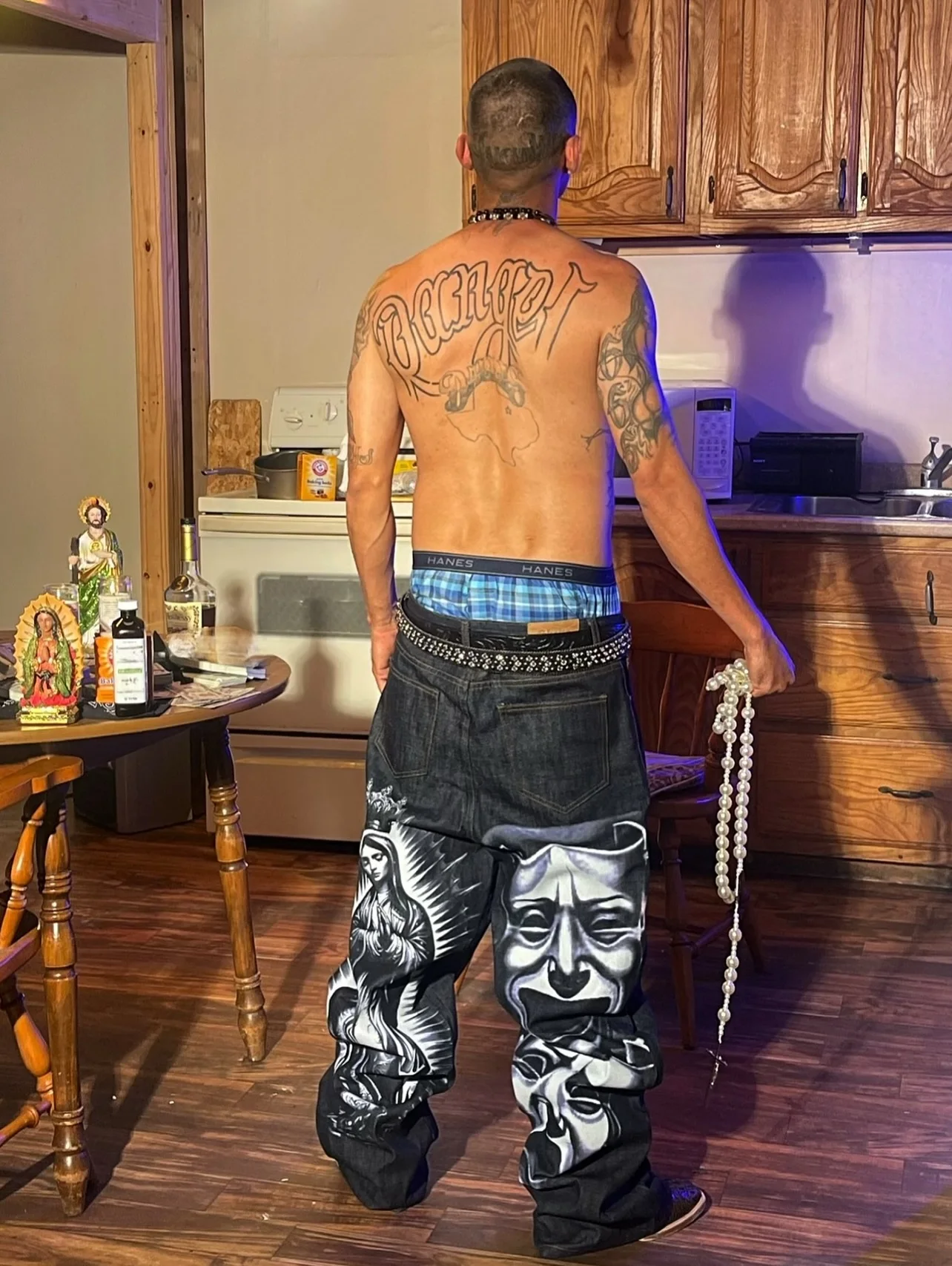 

American retro god print jeans men women y2k gothic skateboard pants streetwear harajuku hip hop watermark loose slouchy jeans