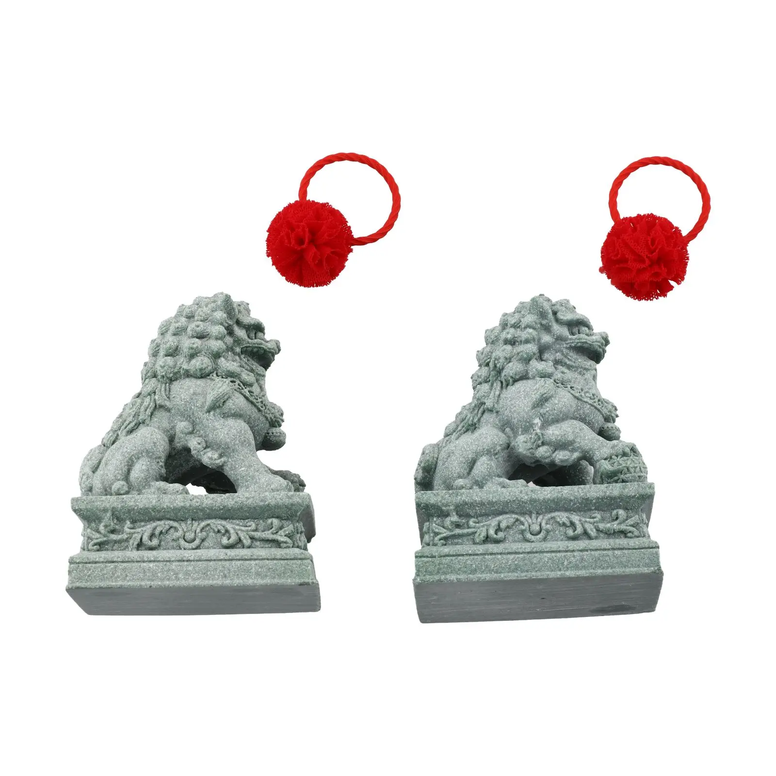 Ornament Adornments Adornment Decoration Figurine Fu Foo Dogs Sandstone. Decoration Decorations Chinese Feng Shui
