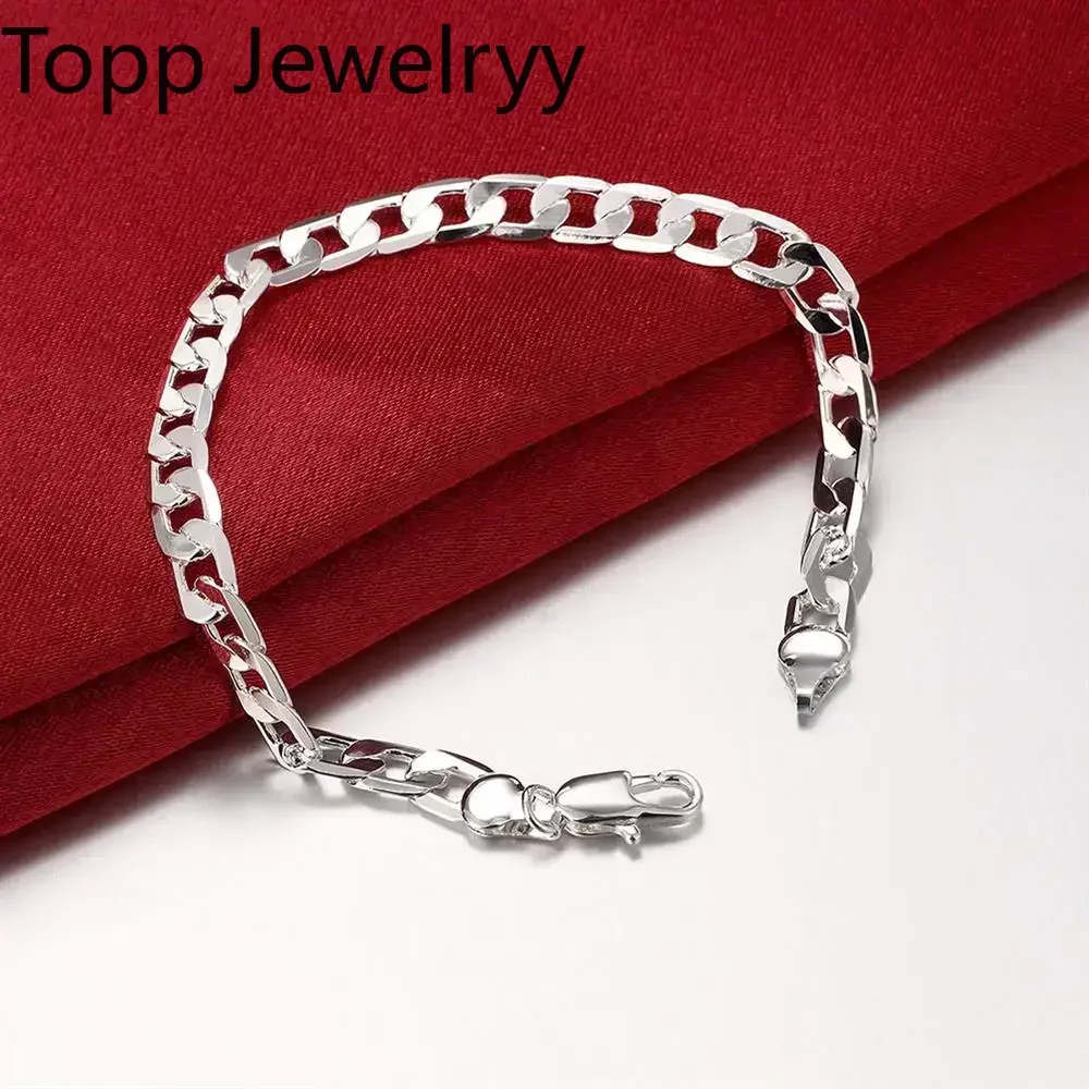 

Fine 925 sterling silver Classic 4MM side chain Bracelet for man woman fashion Wedding party gifts temperament jewelry Cute