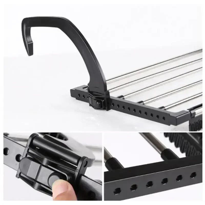 휴대용 접이식 스테인레스 랙 건조기, 발코니 세탁 수건, 의류 스틸 기저귀 창 신발 건조 보관 