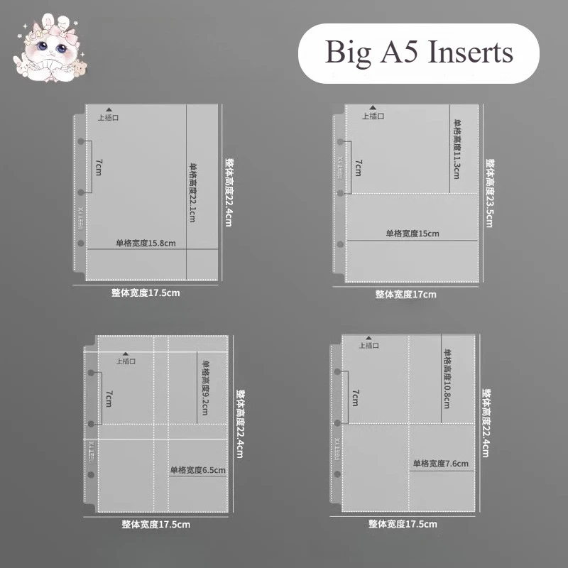 MEET YX 10pcs Big A5 Binder Loose-leaf Sleeve Acid-Free Photo Card Protector Sheets Refill Page for Collectibles Polaroid Insert