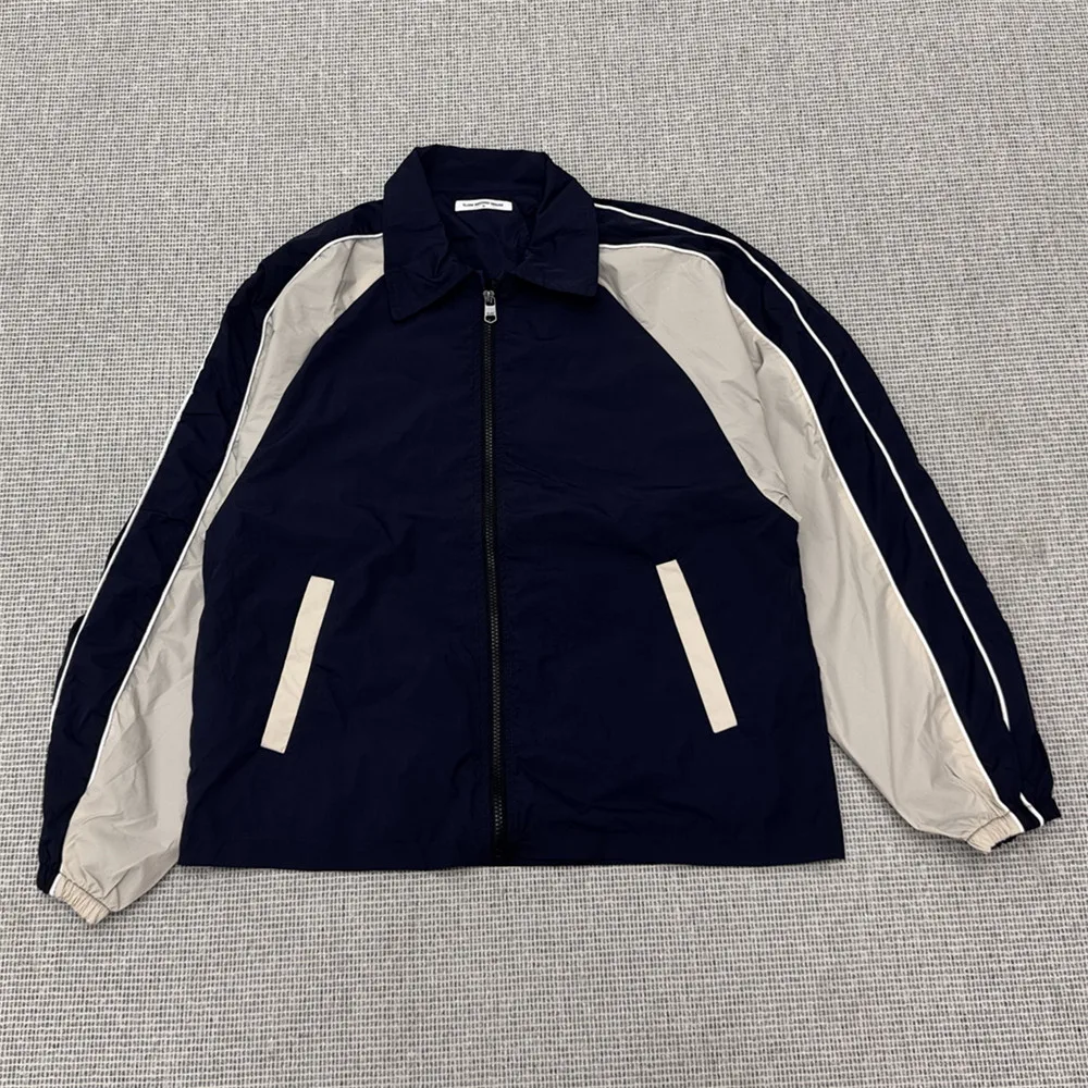 

Qui Dry Nylon Jaet Повседневная уличная весенне-осенняя застежка-молния Цвет Blo Design Мужская и женская свободная посадка Long Sve