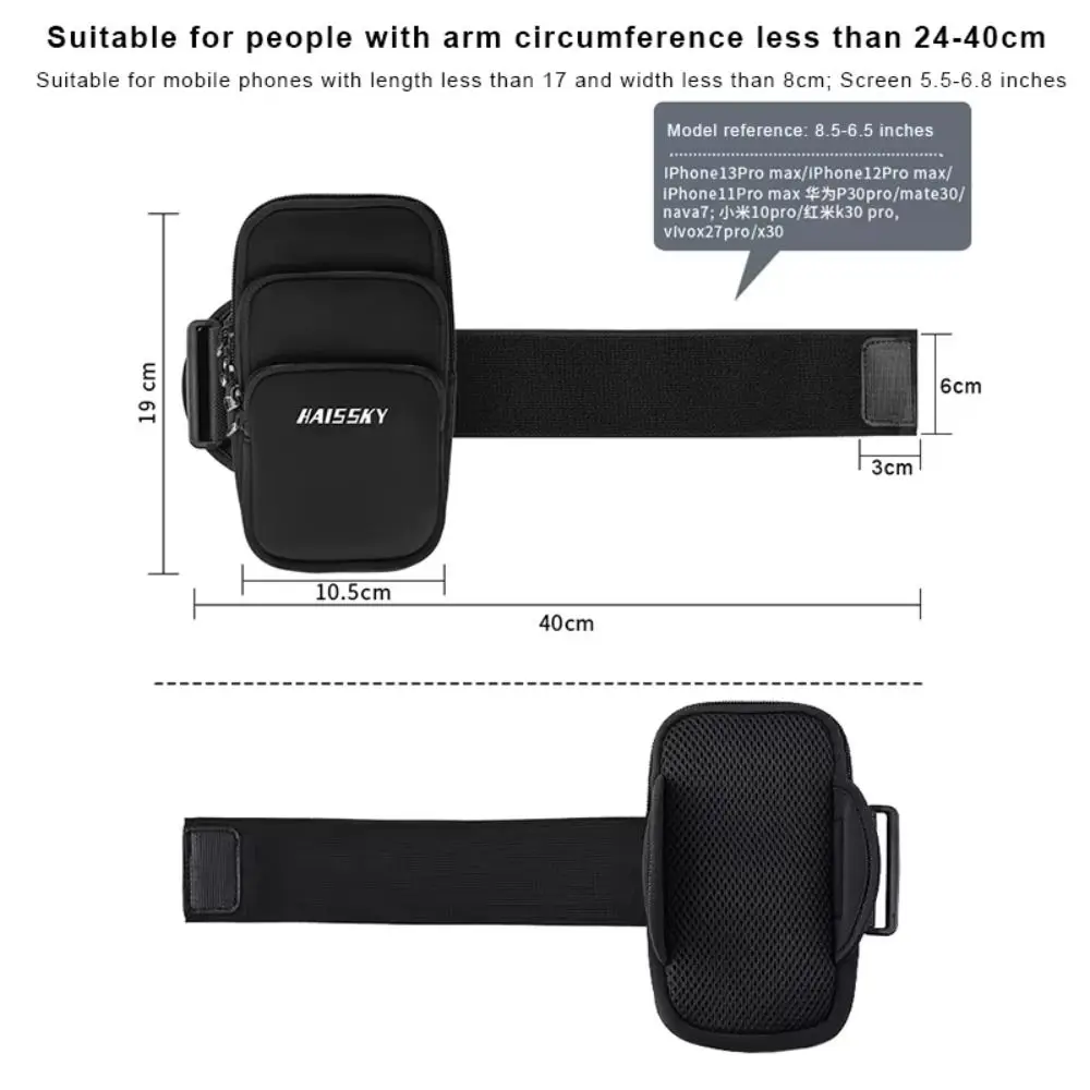 Three Pockets Running Phone Bags Phone Holder Storage Bag Arm Band Pouch Headphone Card Neoprene Mobile Phone Arm Bag