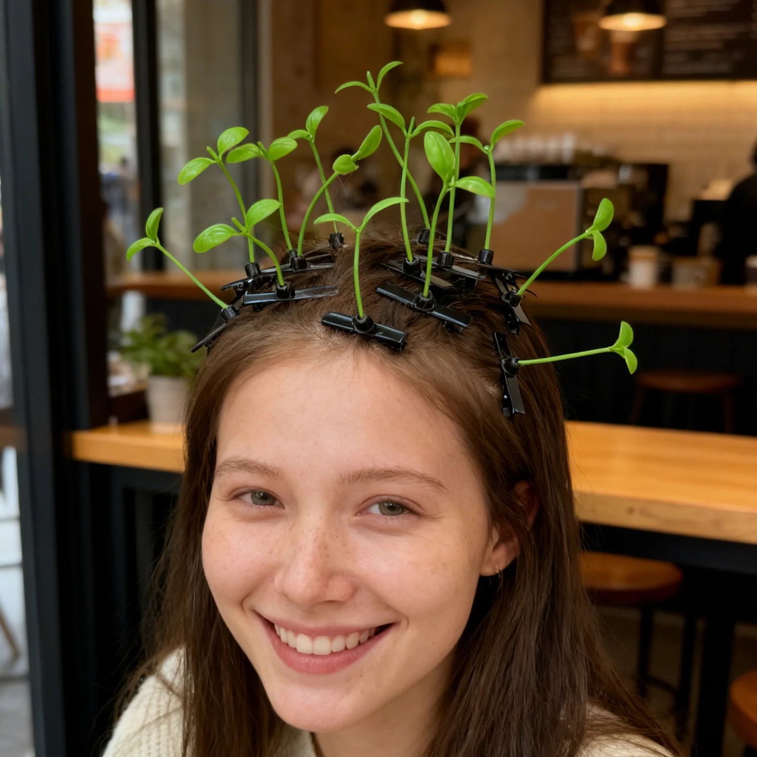 Creative Funny Little Bean Sprouts Grass Hair Clips for Girls Fashion Green Grass Bean Sprout Hairpins Plant Hair Accessories