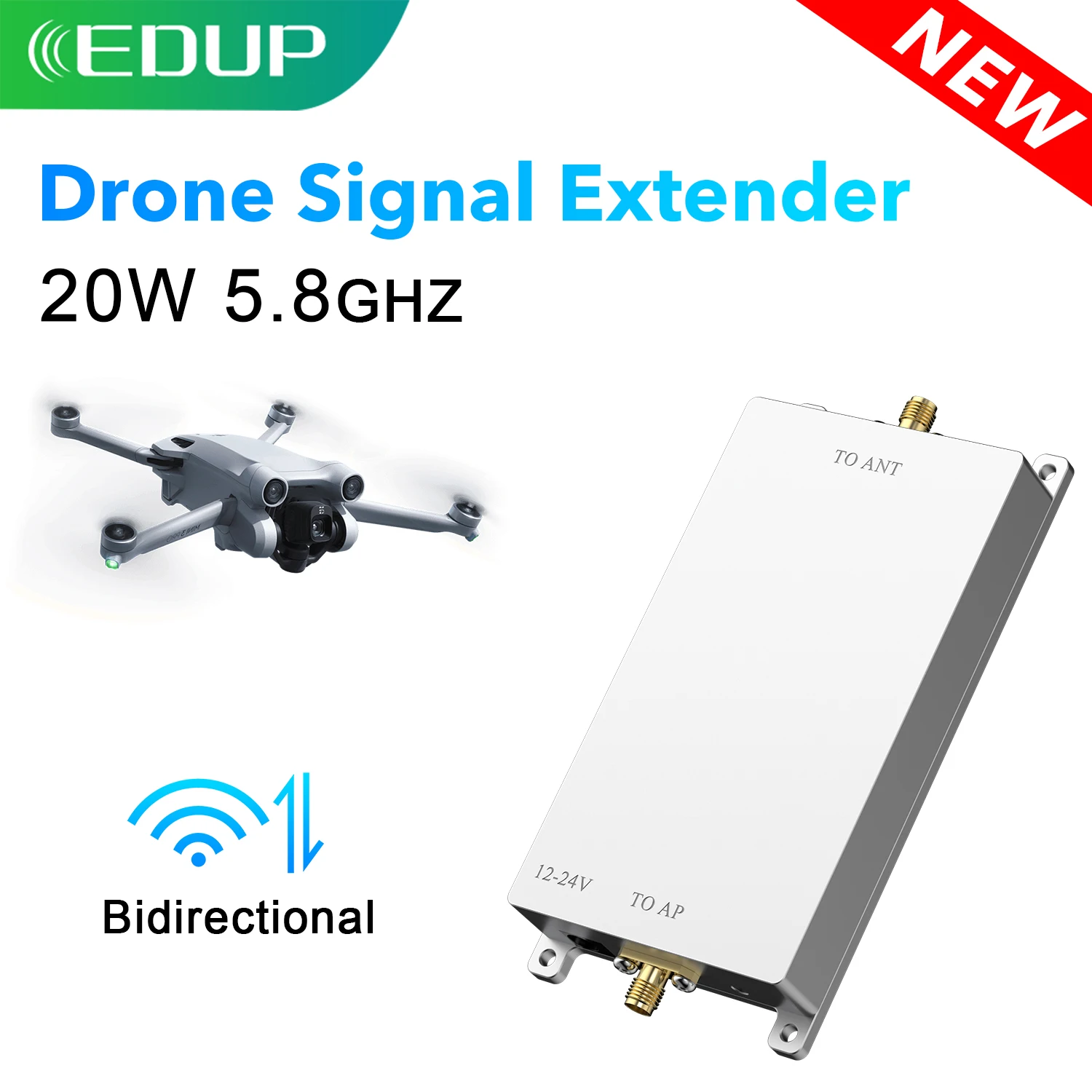 EDUP 20W/10W Drone WiFi Repeater Bidirection 5.8G Amplifier Full WiFi Booster Receive Transmitter Dual Gain Wireless Extender