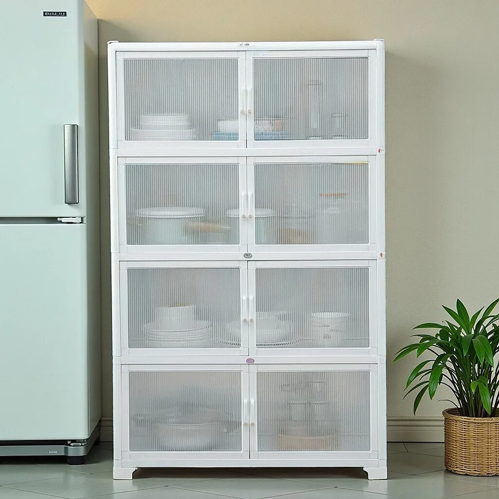 

Kitchen storage Multi-layer aluminum alloy side storage Multifunctional household cupboard