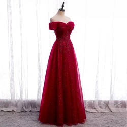 AA88 Customized Wine Red Wedding Party Dress Cap Sleeve Lace Applique A Line Long Women Formal Evening Dresses Bridesmaid Gown