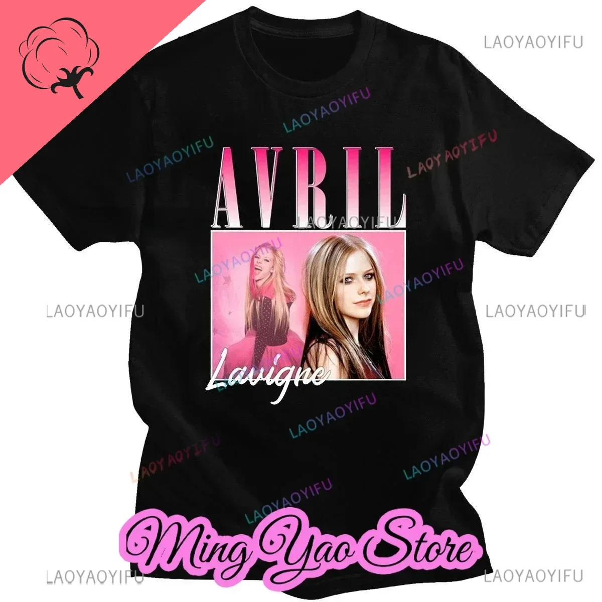 Summer Avril Lavigne Popular Singer Classic Harajuku Print Short-sleeved Design Loose Woman T-shirt Trend Four Seasons Tees Tops