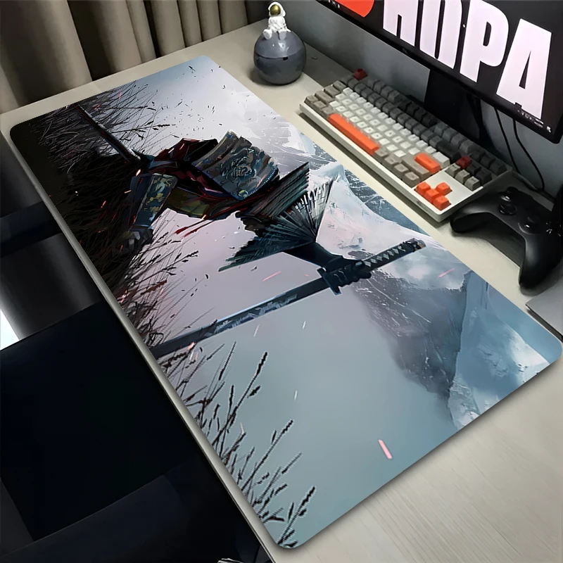 Alas Mouse PC Karet Anti Selip Alas Mouse Laptop Gamer Kabinet Alas Keyboard Samurai Warrior Komputer Kantor Meja Gaming Alas Mouse HD