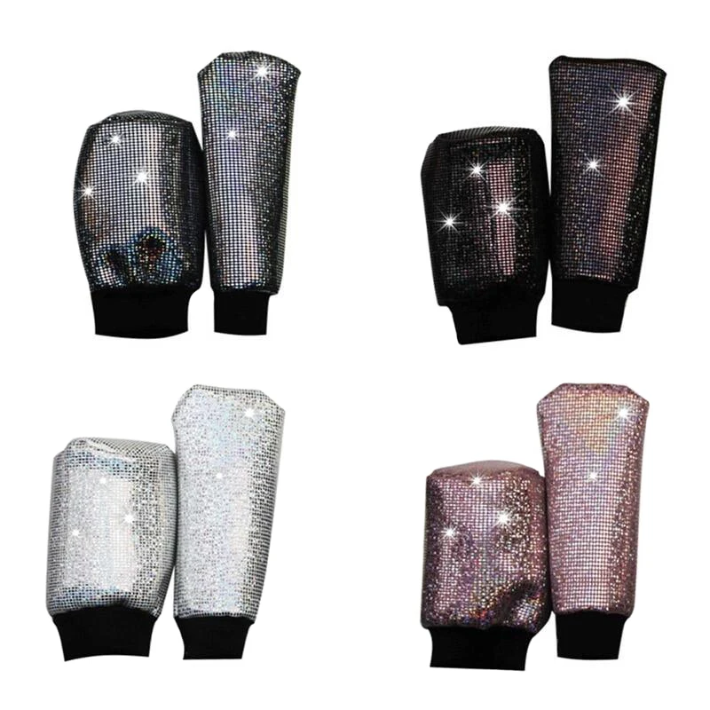 1Zestaw Uniwersalna osłona kołnierza zmiany biegów z pełnym diamentem Auto Crystal Rhinestones Shifter Hand Brake Decor Sleeve Akcesoria samochodowe