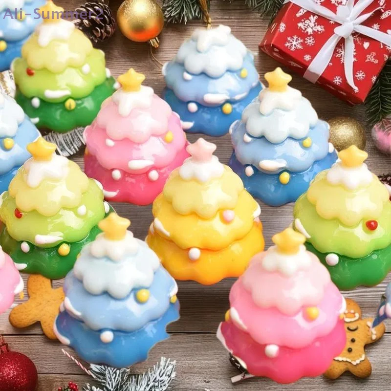 {Summer2} 5 peças mini cor gradiente árvore de natal bolo comida jogar creme cola diy widgets de resina decoração de cena de natal