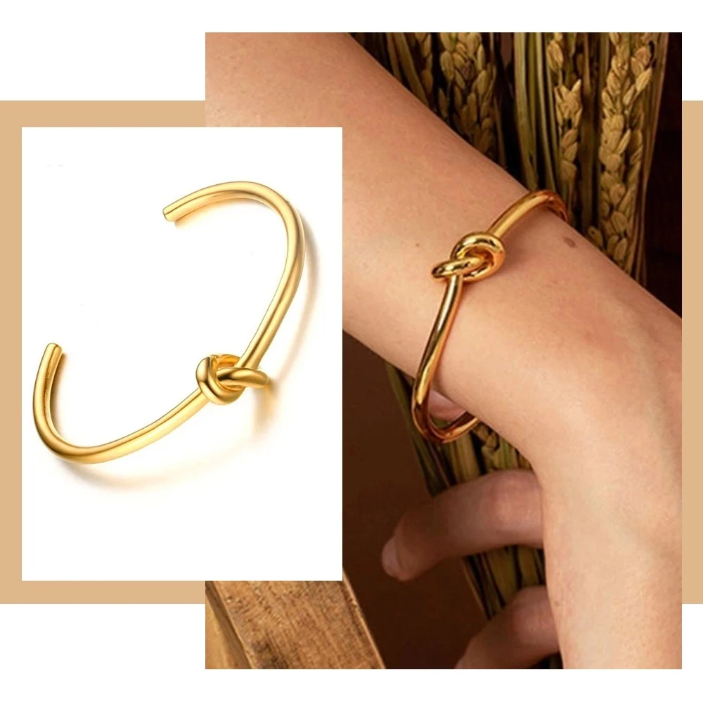 Trendy Open Knot Cuff Bangle Bracelets For Women Girls Elegant Wedding Party Fashion Jewelry Noeud Armband Pulseiras sl534