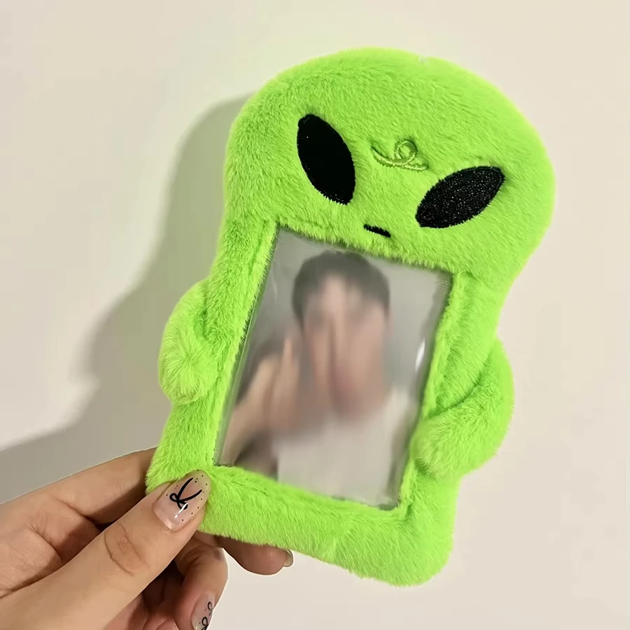 Alien Plüsch-Kartenetui, Rucksack-Anhänger, 7,6 cm, Kpop Idol, Polaroid, Fotoaufbewahrung, Ausweis, Kreditkarte, Kratzschutzhülle