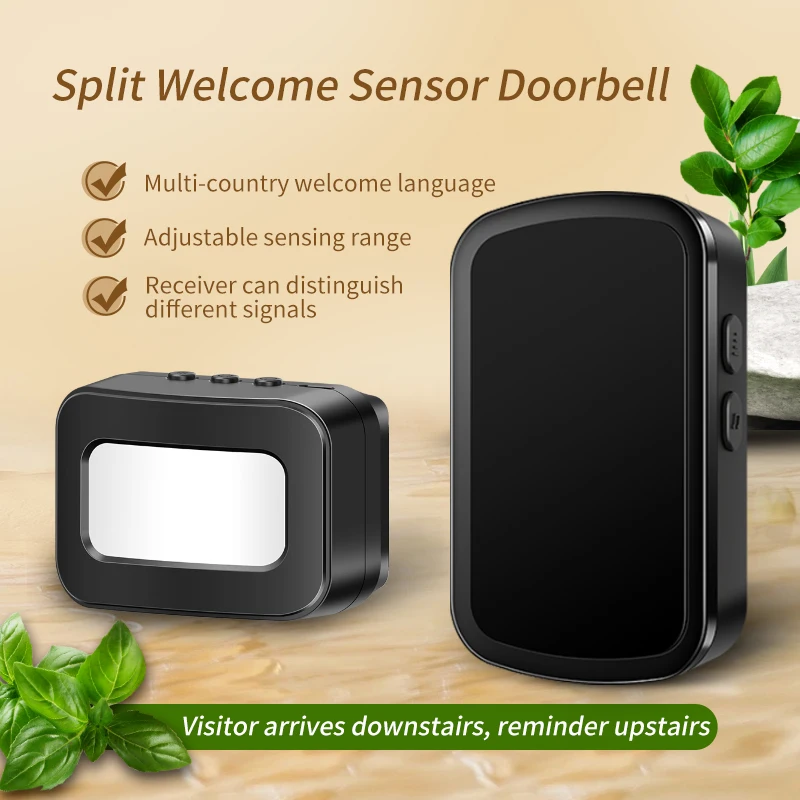 CACAZI IR Wireless Motion Sensor Door Chime Driveway Smart Alarm for Store Entrance Alert Bell 45 Ringtones UK/AU/US/EU Plug New