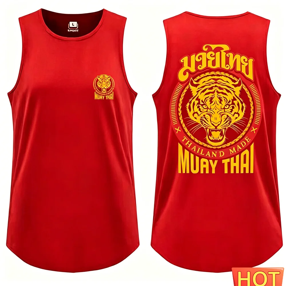 Men's Muay Thai vest Summer Muay Thai Wrestling Sleeveless T-shirt fitness ventilate men's t-shirt tank tops sports Graphic vest