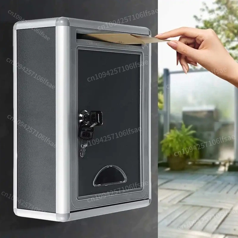 

Aluminum Alloy Post Box Wall Mount Iron Mail Letter Holder Storage Outdoor Security Lockable Mailbox Home Balcony Garden Decor