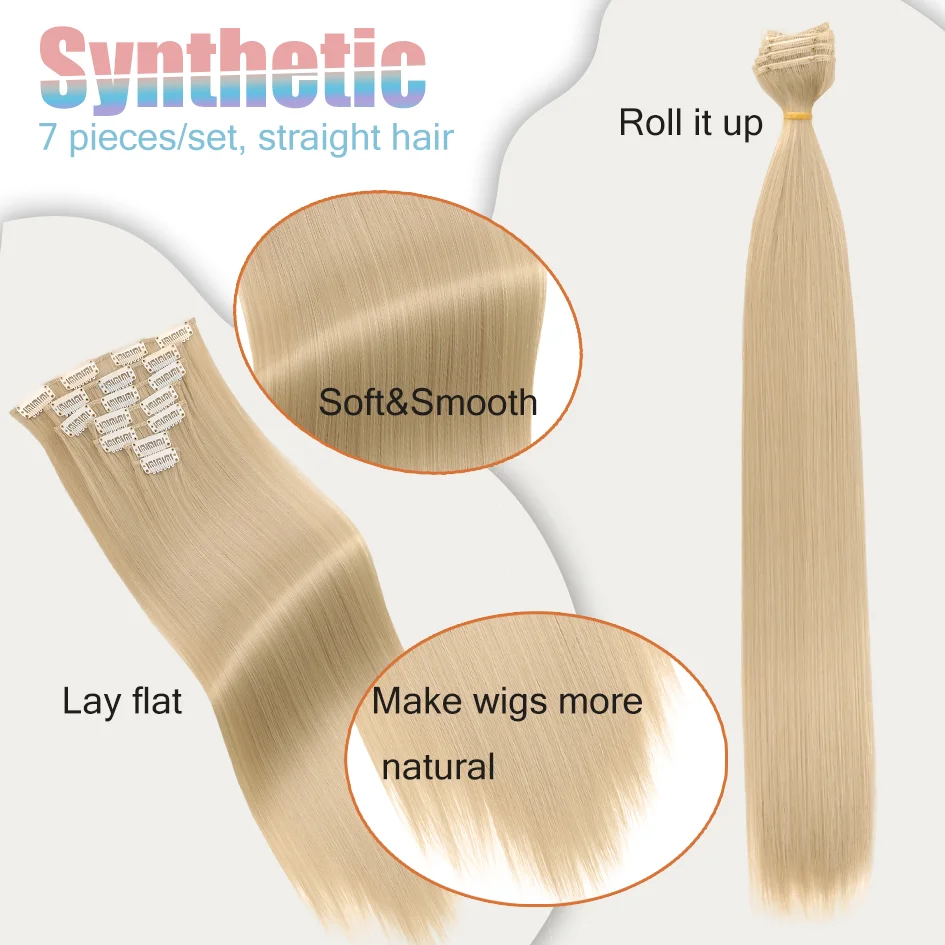 Synthetic 7 Pieces Clip-In Hair Extensions Set