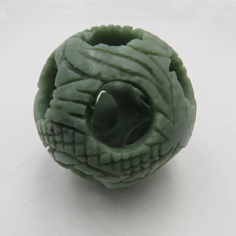 

Fantastic ! AAA 90~110g Natural Green Jade Carved Chinese Puzzle Ball Magic Concentric Hollowed Out Puzzling Sphere