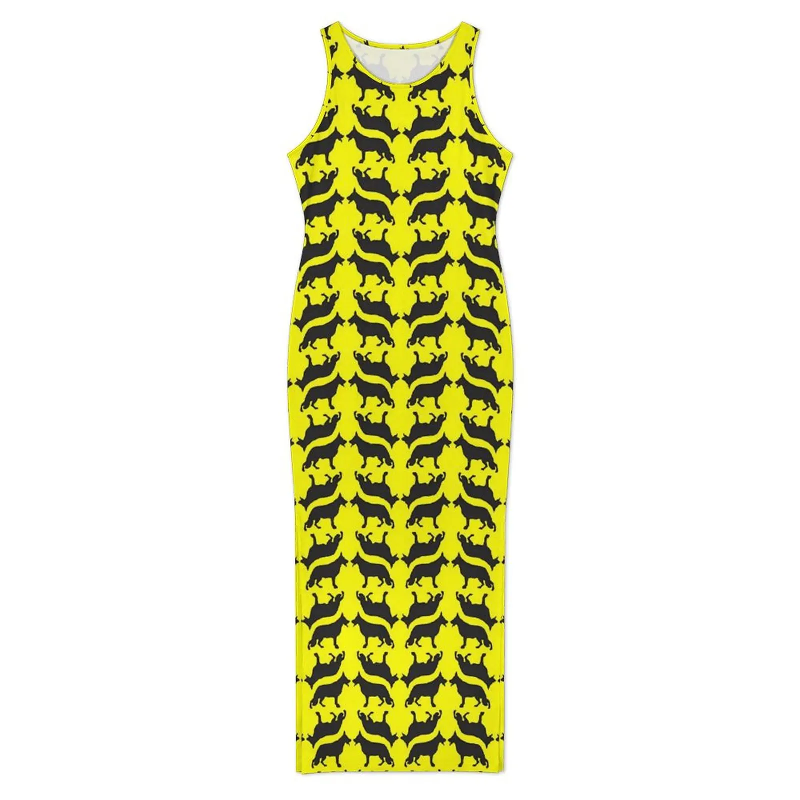 Robe moulante imprimée chien allemand, tenue d'été Maxi mignonne avec animaux, sans manches, graphique, mode de rue, grande taille 3XL 4XL