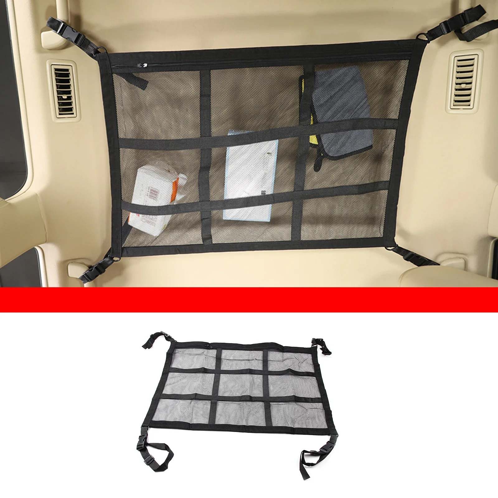 

For Toyota Land Cruiser Prado 2010-2017 Car Storage Organizer Automotive Ceiling Cargo Net Pocket Mesh Storage Bag Roof Tent