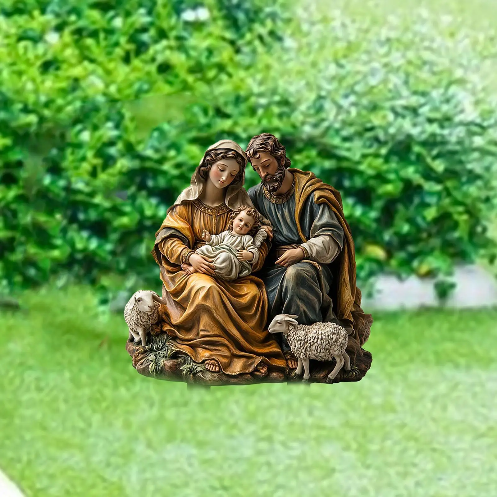Garden Jesus Nativity Scene Stake 2D Xmas Yard Sign Stake for Walkway Patio