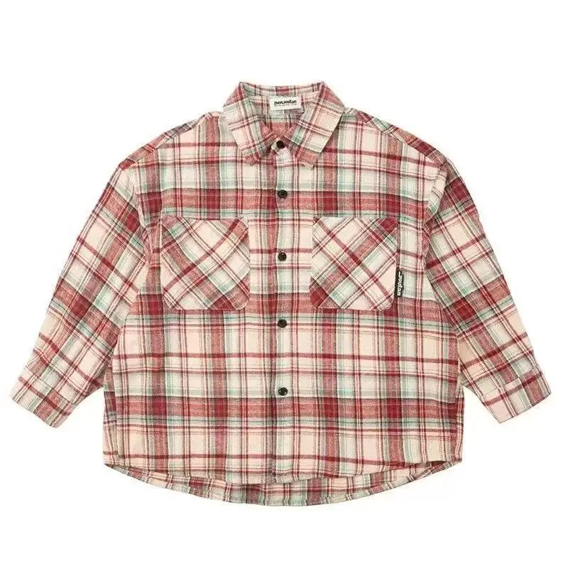 

Children's Plaid Shirt Spring and Autumn 2026 New Style Boys' Casual Long Sleeve Top Coat 110-170cm