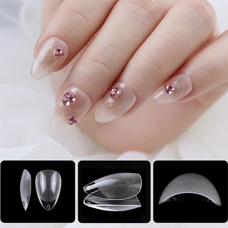 120pcs XXS Super Short Almond Full Cover Sculpted Soft Gel Nail Tips Press on Capsule Americaine Gel X Artificial Fake Nails