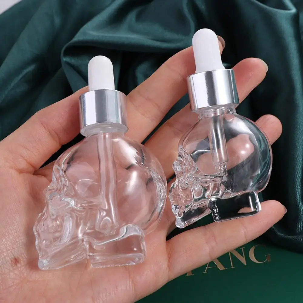 Portable Glass Dropper Skull Shape Bottle Transparent with Pipette Glass Liquid Dropper Bottle Dispenser Creative Travel