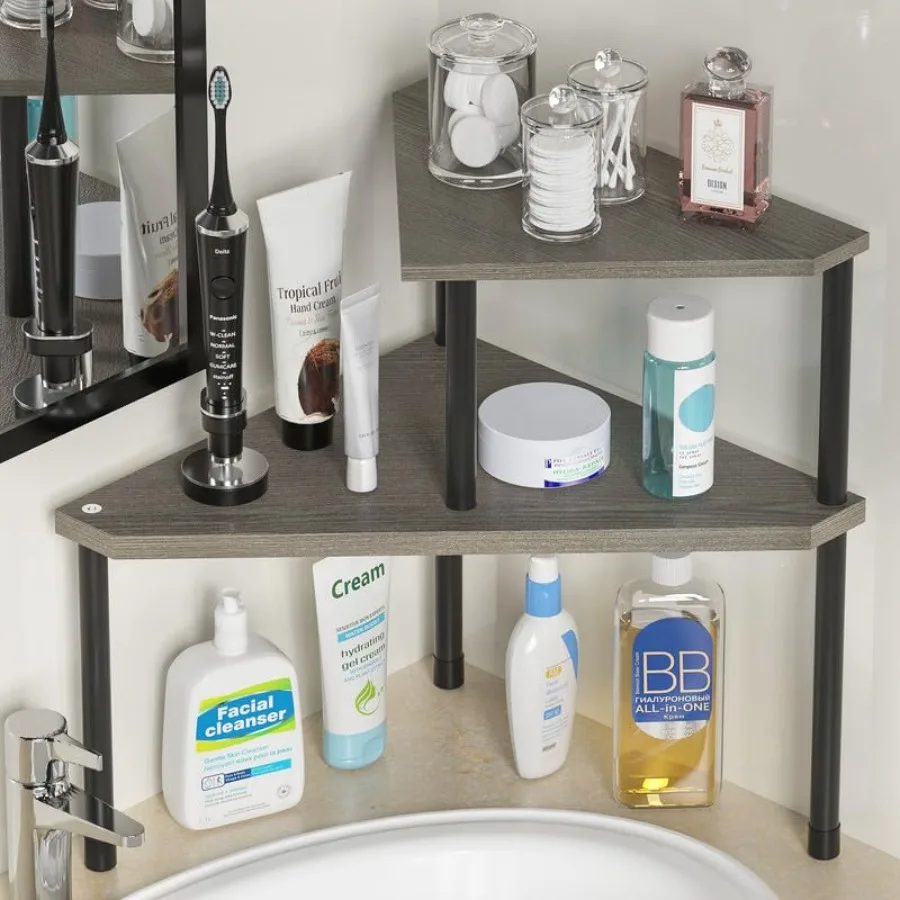 

Bathroom Counter Organizer Over Sink Organizer for Toiletries Makeup Kitchen Countertop Organizer Spice Rack for Salt 2-Tier Co