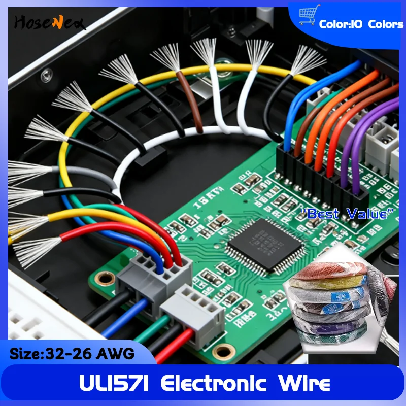 

Premium 5M Electronic Cable: Multi-Gauge (32-26 AWG) Tin-Plated Copper PVC Insulation UL1571 Certified for Safe DIY Use Access