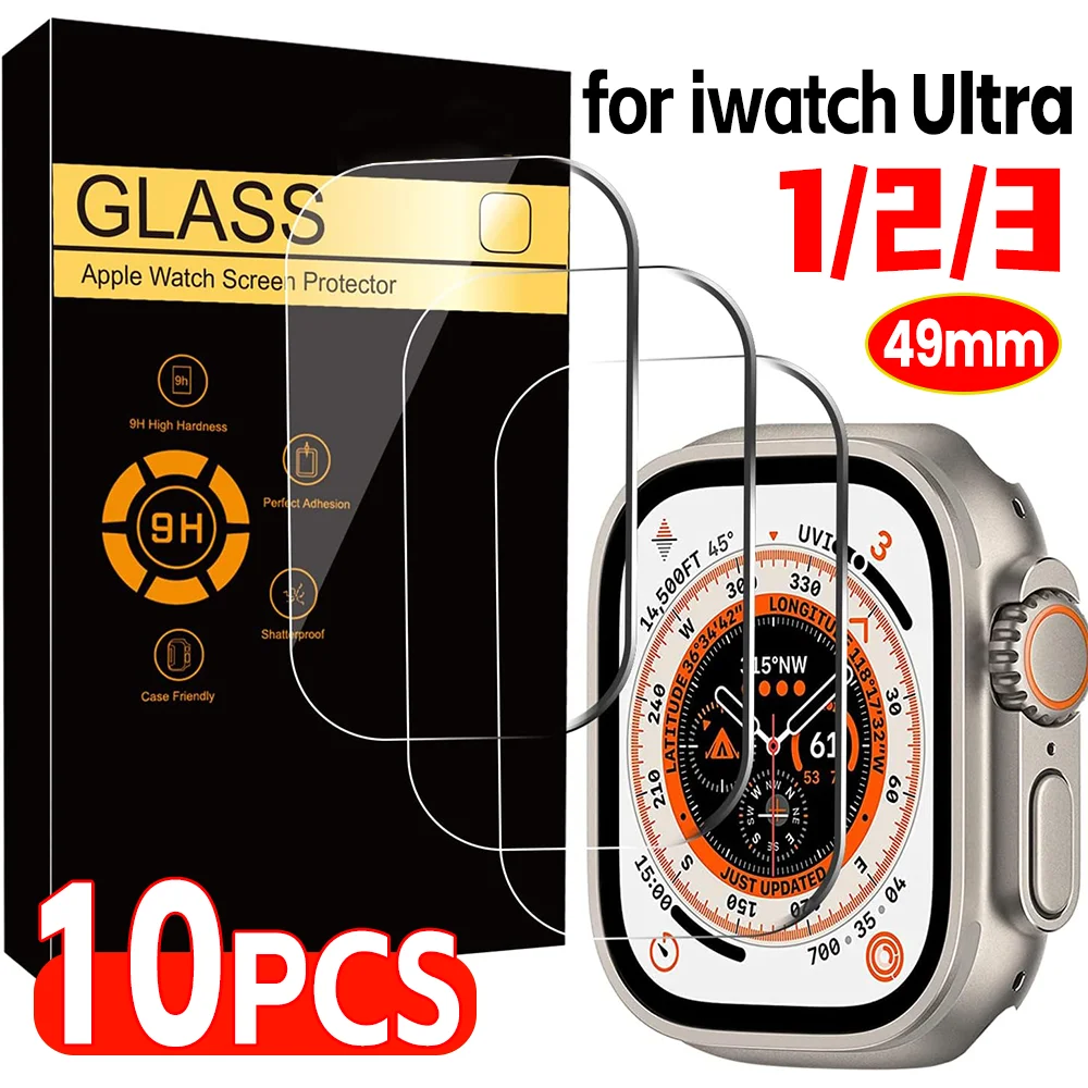

10-1 шт. закаленное стекло для Apple Watch Ultra 2 3 49 мм Защитная пленка для экрана IWatch Ultra 1/2/3 серии HD Прозрачные защитные пленки
