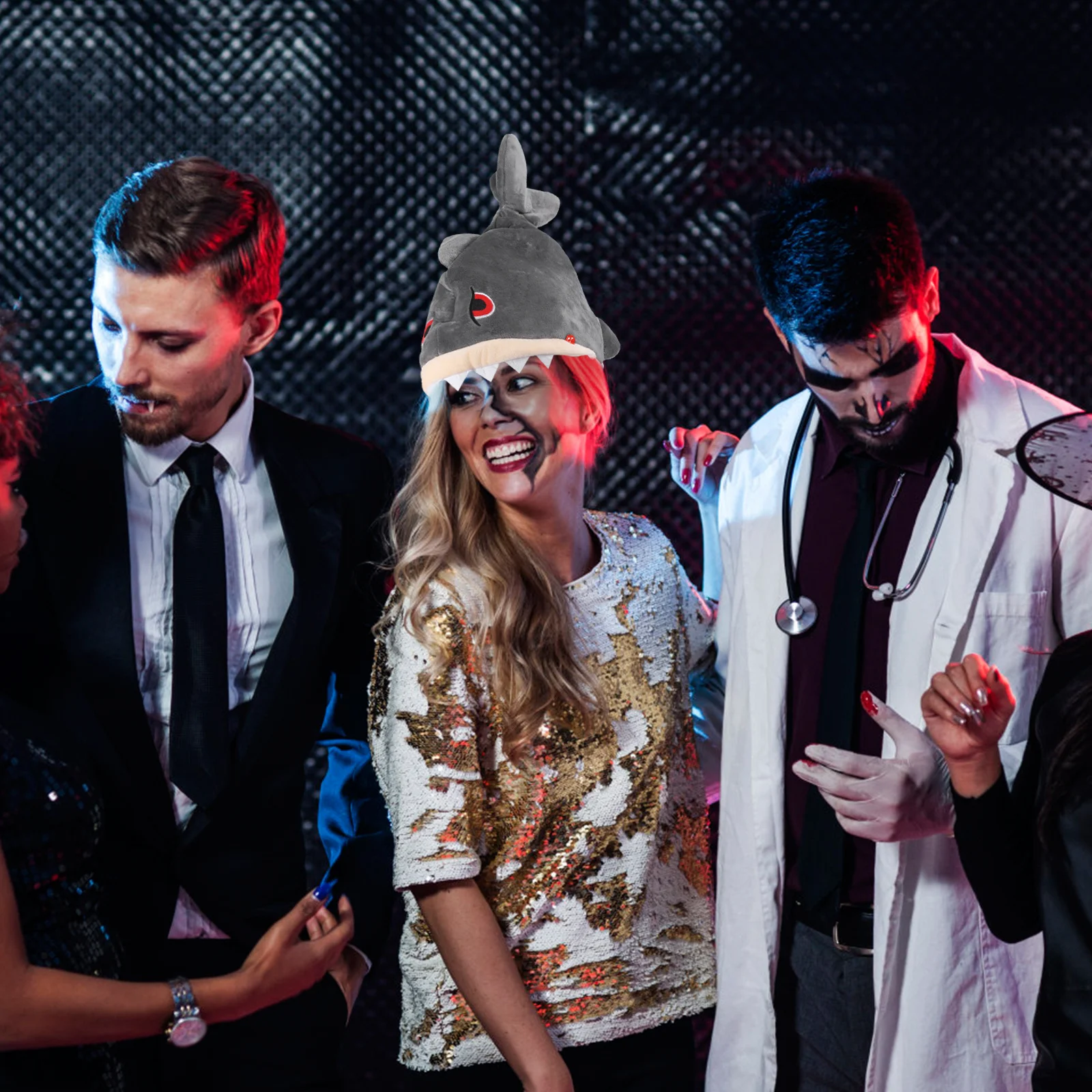 Elektryczny Kapelusz Rekina Premium Wygodny Materiał Rekwizyt na Imprezę Cosplay Kapelusz Sceniczny 72 Piosenki Ruchomy Kapelusz Cosplay