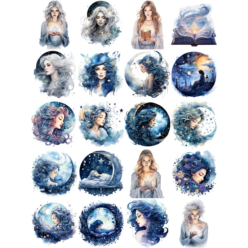 20Pcs/Pack Vintage Luna Goddess Sticker DIY Craft Scrapbooking Album Junk Journal Decorative Stickers