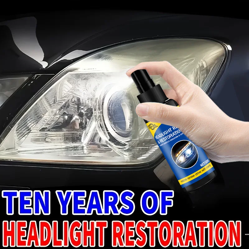 Headlight Repair Spray, Removes Yellow Oxidation, Scratches, Fog and Haze, Restores Brightness, Prevents Re-Yellowing for Car Fr