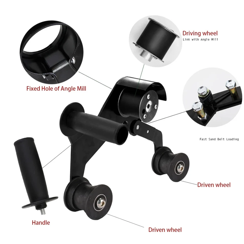 M10/M14 Iron Angle Grinder Sanding Belt Adapter Accessories of Sanding Machine Grinding Polishing Machine with 5pcs Sanding Belt