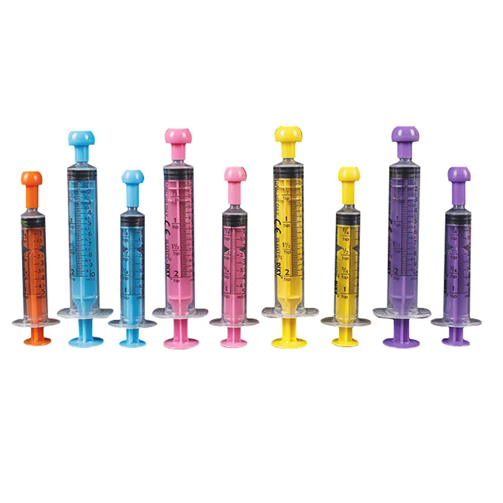 Color Straight Mouth Syringe 5ml 10ml With Plastic Cap Feeding Device Pet Medicine Dispenser