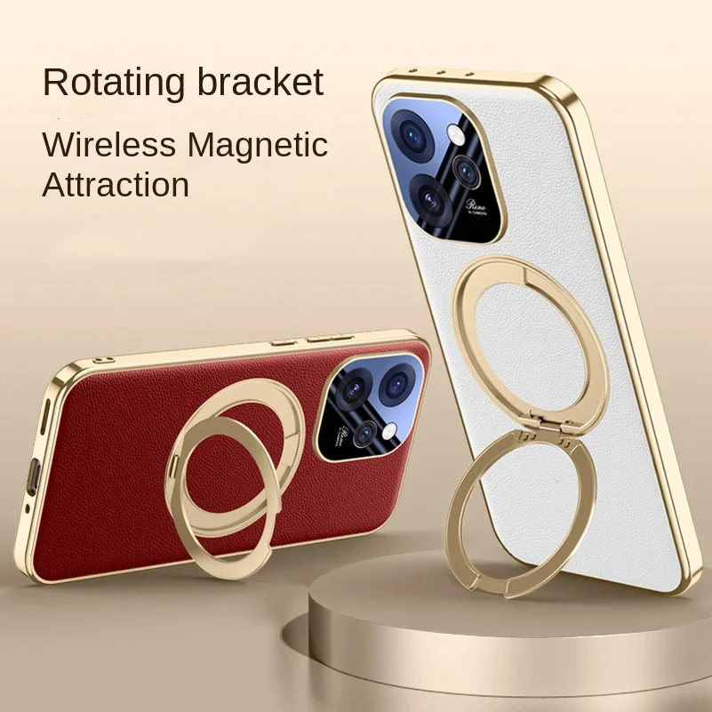 

Rotatable Metal Magnetic Bracket Holder Lens film protection Case For OPPO Reno 15 Pro reno15 Slim Leather Cover