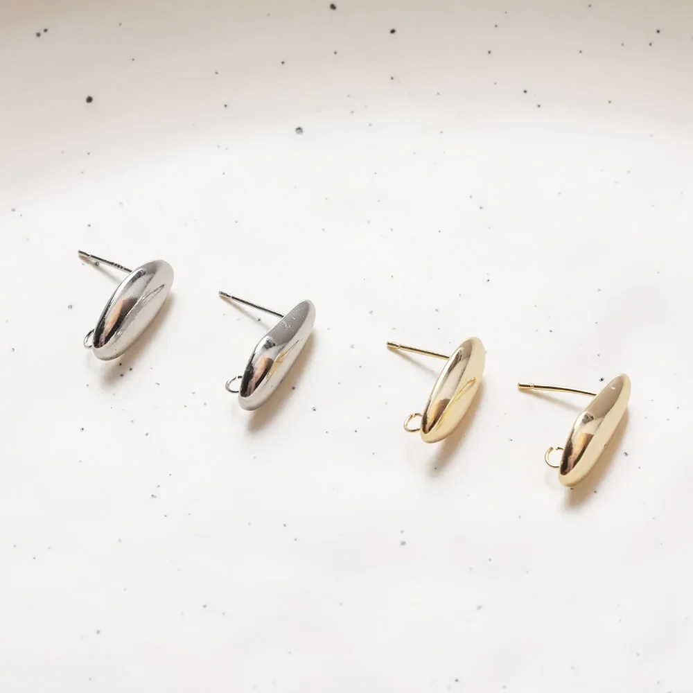 4PCS Minimalist Ear Studs Earrings for Jewelry Findings Components Making Supplies DIY Handmade Brass 14k Gold Plated 8*17mm