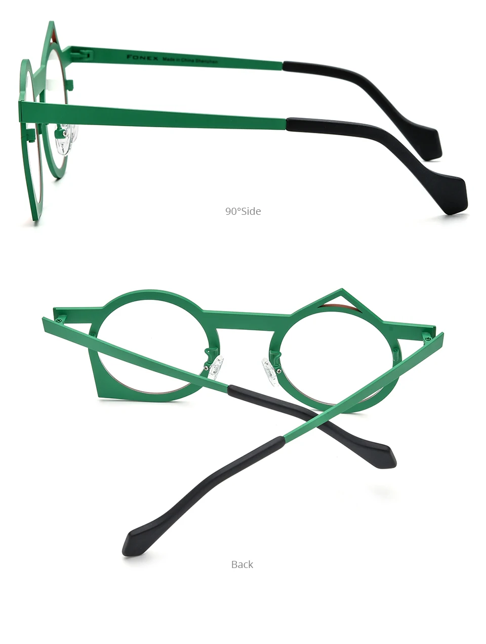 FONEX Reines Titan Brille Rahmen Frauen 2025, Neue Mode Marke Design Unregelmäßige Brillen Männer Ultraleicht Japanische Brillen 85801 – Detail 7
