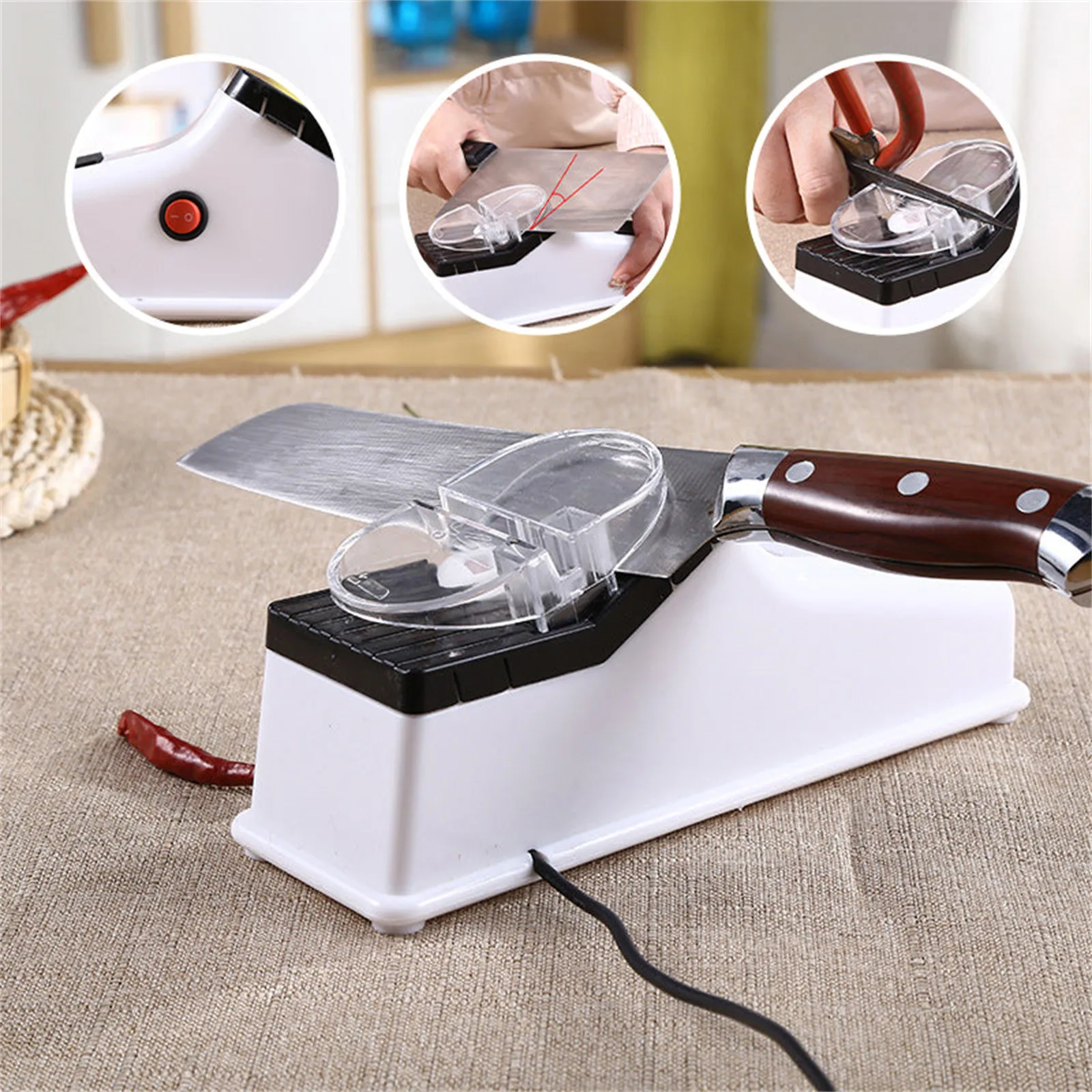 Electric Knife Sharpener Professional Knife Sharpener Fast Sharpening With Protective Cover For Restaurant Home Kitchen Gadget