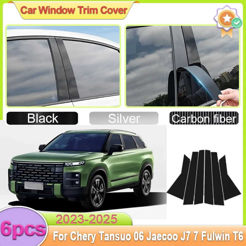 For Chery Tansuo 06 Jaecoo J7 7 Fulwin T6 2023 2024 2025 Car Window Trim Cover Pillar B C Column Door Decal Stickers Accessories