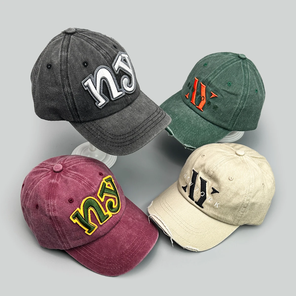 

Broken Funny Embroidered NY Letters Baseball Hats New Unisex Sunshade Outdoor Versatile Distress Fashion Color Block Peaked Caps