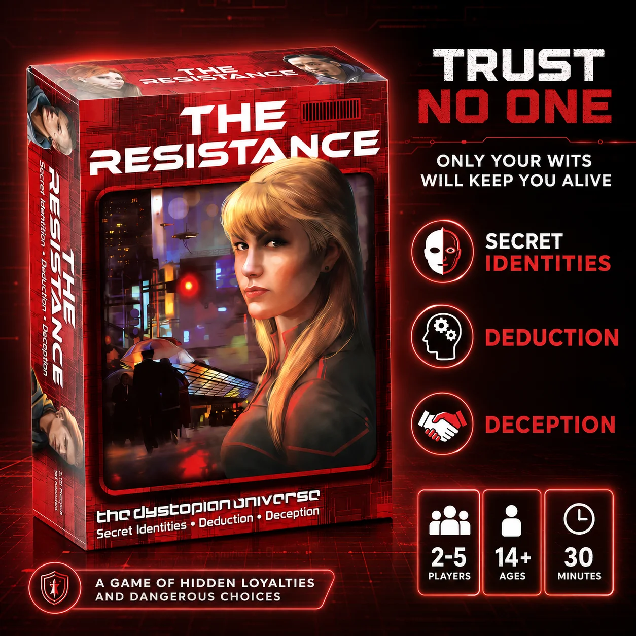 The Resistance Dystopian Social Deduction Card Game Secret Identity Strategy Party Teens Adults English Version