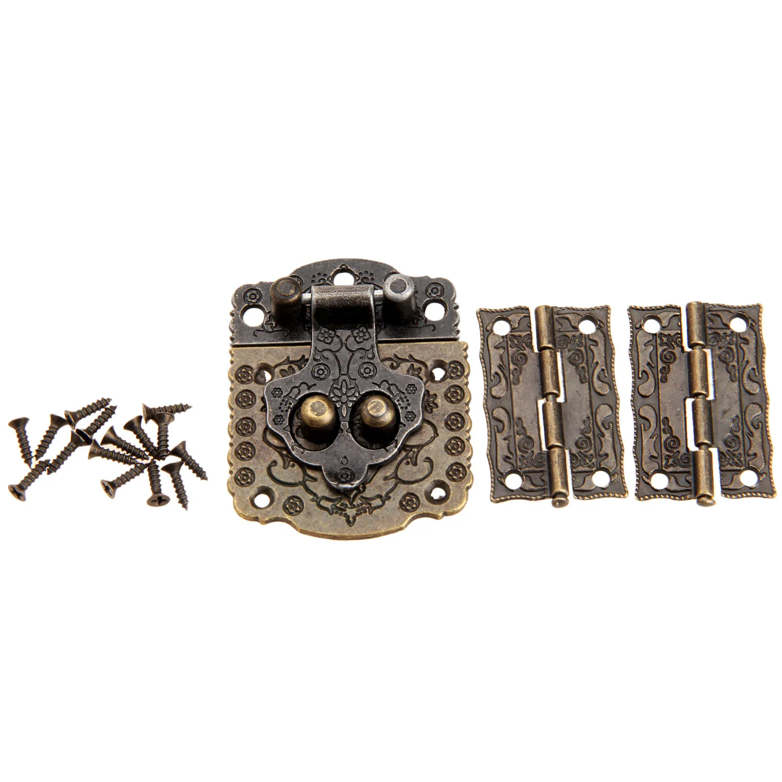3Pcs/kit Antique Bronze Wood Box Furniture Hinges with Cabinet Toggle Latch Hasp Lock Furniture Hardware Home Decor with Screws