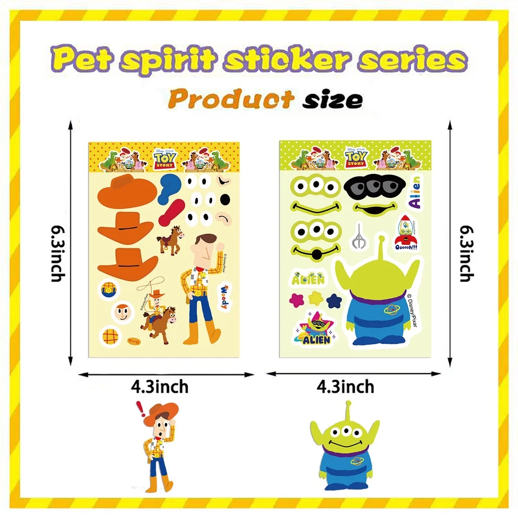 8Sheets Cartoon Disney Toys Story Graffiti Stickers for Helmet Bicycle Hand Account Pencil Case Decals view 3