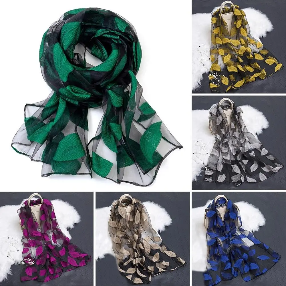 Sommerlicher Leichter Seidenschal Weicher Organza-Gaze-Schal Atmungsaktiver Transparenter Umhang für Damen
