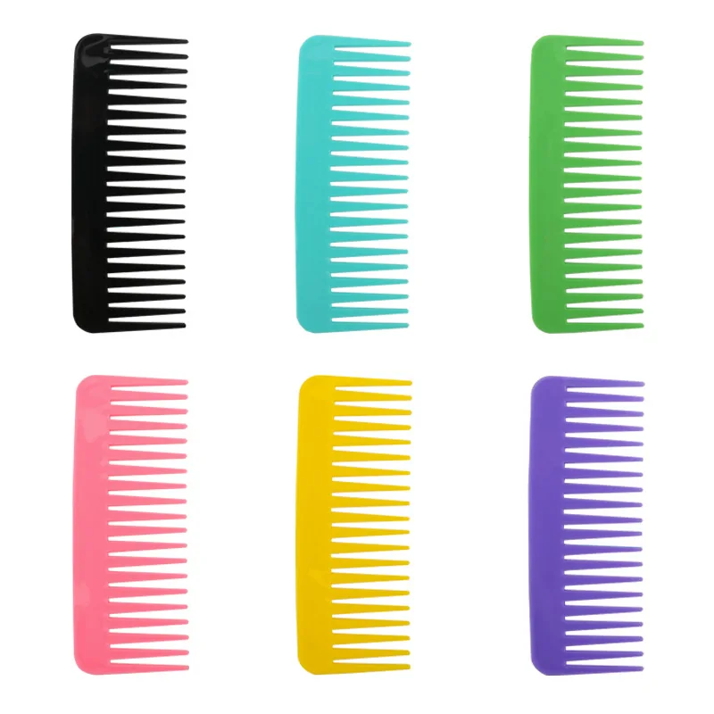 Bunter Kamm mit breiten Zinken, Kamm für glattes Haar, Griffloses Design, geeignet für Männer und Frauen als Haaraccessoire – Detail 2