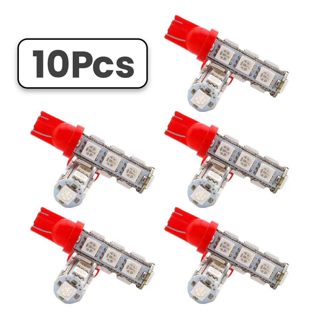 

10 шт. T10 5050 W5W 13SMD светодиодная лампа накаливания 12 В 5 Вт для автофургона 193 194 2821 921 922 158 160 161 161B 168 168A 912 красный