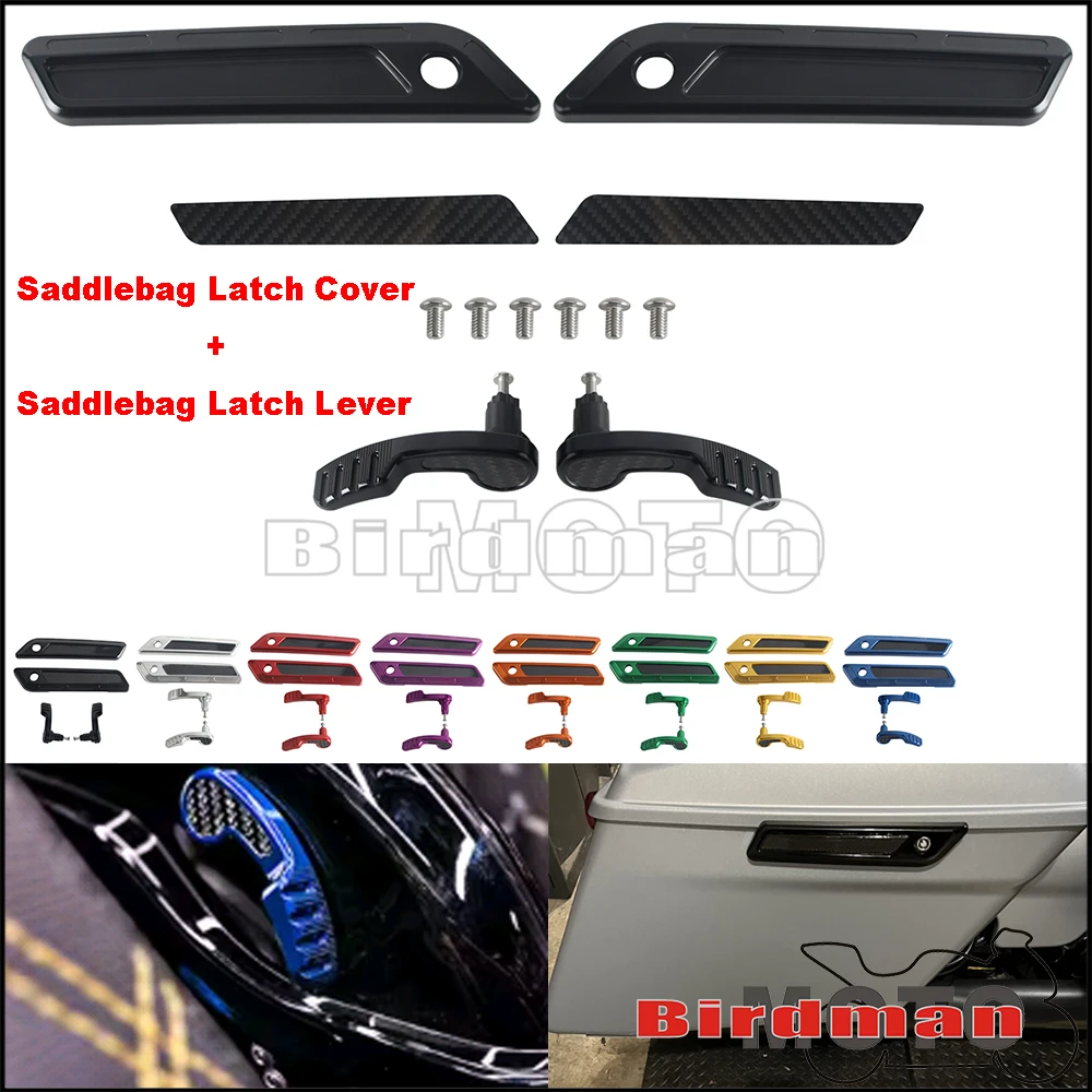 Motorcycle Saddlebag Latch Covers Lid Lifters Lever Reflective For Harley Touring FLHX FLHR FLTRX 2014-23 Road King FLHRXS 17-24